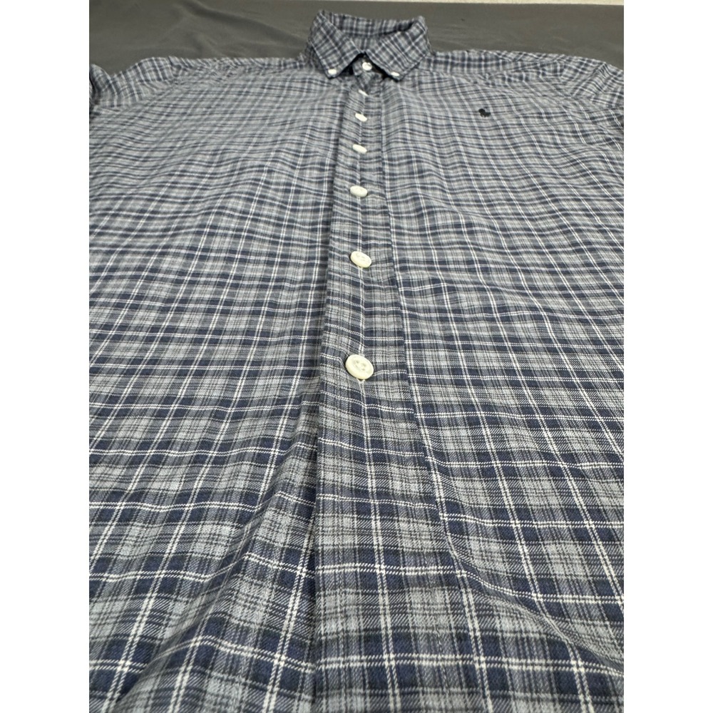 Ralph Lauren Classic Fit Plaid Button Down Shirt Mens Blue Grey Long Sleeve - Picture 10 of 16
